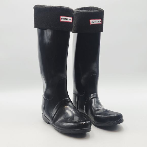 Women's Hunter Glossy Original Black Rain Boots Sz 7 - Picture 6 of 11